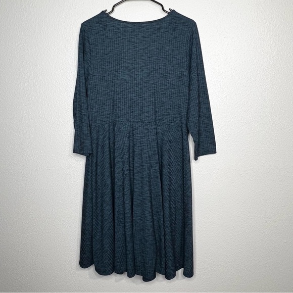 Torrid Womens 1 1X Dark Green Ribbed Faux Wrap Dress Long Sleeve Fit & Flare - Picture 10 of 11